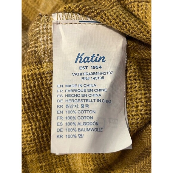 Katin Harold Hooded Flannel Sweatshirt Jacket Shacket Sz XL Brown Yellow Cabin - Picture 7 of 12